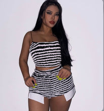 Load image into Gallery viewer, Stripe Print Sling Tops And Shorts Two Piece Set
