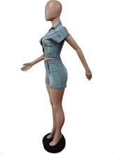 Load image into Gallery viewer, Short Sleeve Hollow Out Denim Romper
