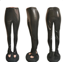 Load image into Gallery viewer, PU Leather Elastic Split Skinny Pants

