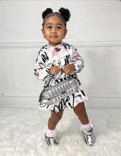 Load image into Gallery viewer, Kids Girls Printed Long Sleeve Hooded And Skirt Two Piece Set
