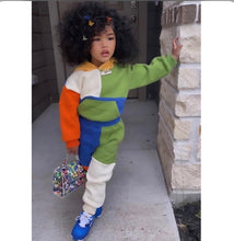 Load image into Gallery viewer, Kids Casual Color Blocking Hooded Sweatshirt Suit
