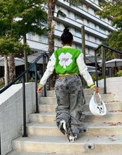 Load image into Gallery viewer, A Letter Embroidery Color Blocking Baseball Jacket
