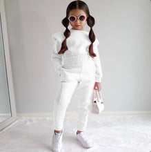 Load image into Gallery viewer, Kids Solid Color Sport Sweatshirt Two Piece Pant Set
