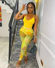 Load image into Gallery viewer, Sexy Sling Bodysuits Mesh Print Pants Two Piece Set
