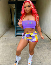 Load image into Gallery viewer, Letter Print Tube Top And Shorts Two Piece Sets
