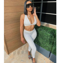 Load image into Gallery viewer, Solid Sexy Vest Top And Pants Slim 2 Piece Sets

