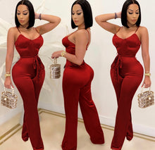 Load image into Gallery viewer, Sexy Spaghetti Strap Sashes Straight Jumpsuit
