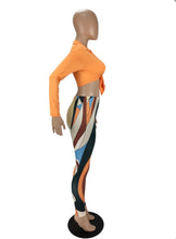 Load image into Gallery viewer, Solid Long SleeveTie-Up Top+Printed Pants 2 Piece Sets

