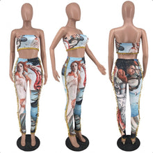 Load image into Gallery viewer, Sexy Printed Tassel Tube Top And Pants 2 Piece Sets
