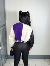 Load image into Gallery viewer, Fashion Print Rib Patchwork Baseball Jacket

