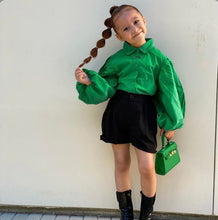 Load image into Gallery viewer, Kids Girls Lantern Sleeve Shirt And Short Two Piece Set
