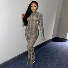 Load image into Gallery viewer, Sexy Mesh See Through Long Sleeve Club Dress
