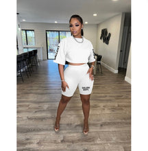 Load image into Gallery viewer, Casual Letter Print Short Sleeve Shorts 2 Piece Set
