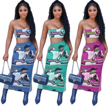 Load image into Gallery viewer, Baseball Print Slash Shoulder Tops And Skirt Two Piece Set Www.dreamempirellc.com
