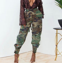 Load image into Gallery viewer, Fashion Camouflage Print Hole Casual Pants
