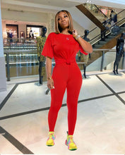 Load image into Gallery viewer, Plus Size Solid Short Sleeve Two Piece Pants Set
