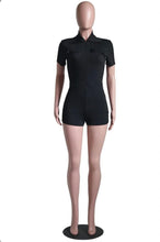 Load image into Gallery viewer, Fashion Zipper Short Sleeve Romper
