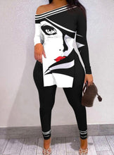 Load image into Gallery viewer, Plus Size Casual Print Long Sleeve Pencil Pants Two Piece Set
