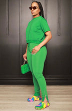 Load image into Gallery viewer, Solid Short Sleeve Zipper Two Piece Pants Sets Www.dreamempirellc.com
