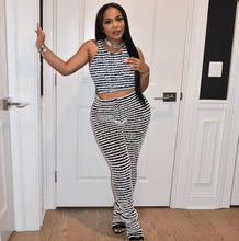 Load image into Gallery viewer, Knits Stripe Vest And Pants Slim Two Piece
