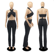 Load image into Gallery viewer, Sexy Solid Wrap Chest Two Piece Pant Sets
