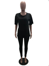 Load image into Gallery viewer, Solid Color Short Sleeve Pants Loose Two Piece Set
