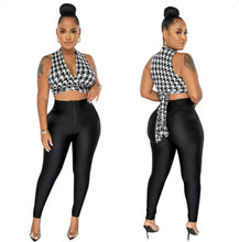 Load image into Gallery viewer, Sexy Deep V-Neck Lace-Up Top+Pencil Pants Two Piece Set
