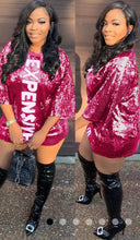 Load image into Gallery viewer, Shiny Sequined Half Sleeve Mini Dress

