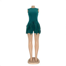 Load image into Gallery viewer, Tassel Lace Sleeveless Shorts Two Piece Set
