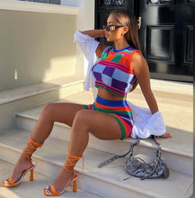 Load image into Gallery viewer, Sexy Colorful Knit Sleeveless 2 Piece Shorts Sets
