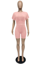 Load image into Gallery viewer, Casual Solid Short Sleeve Two Piece Shorts Set
