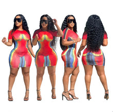 Load image into Gallery viewer, Plus Size Sexy Fashion Tight Print Mini Dress
