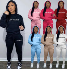 Load image into Gallery viewer, Casual Solid Letter Print Hooded Sweatshirts And Sport Pant 2 Piece Set
