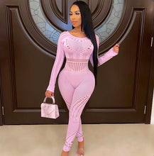 Load image into Gallery viewer, Sexy Long Sleeve Tight Ripped Jumpsuit
