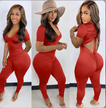 Load image into Gallery viewer, A Solid Backless Drawstring Ruched Jumpsuit
