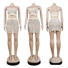 Load image into Gallery viewer, Plus Size Hot Drilling Vest Top Mini Skirt 2 Piece Sets
