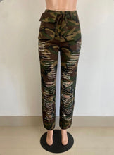 Load image into Gallery viewer, Fashion Camouflage Print Hole Casual Pants
