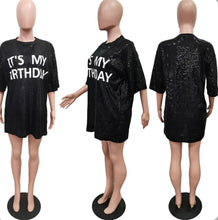 Load image into Gallery viewer, Letter Print Sequin Loose Casual Dress
